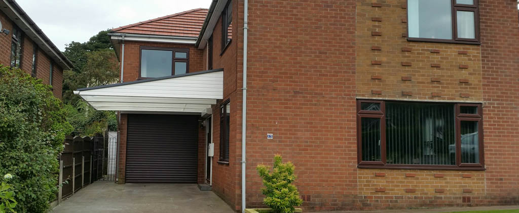 Cantilever canopy fitted on side of a house