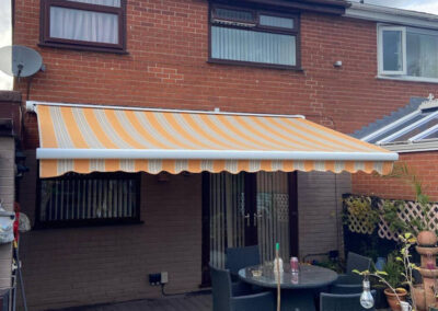 Orange Garden Patio Striped Awning